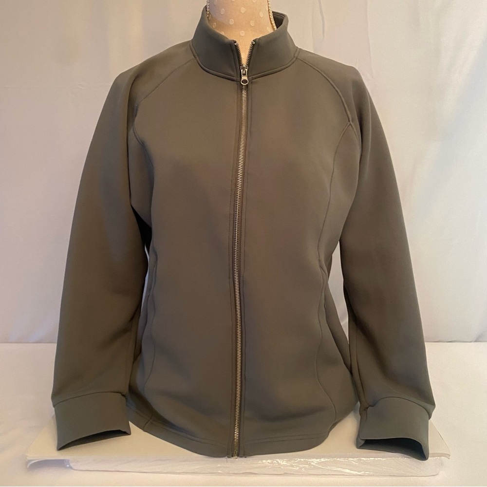 32° heat women’s size large gray zip up jacket 90% polyester 10% spandex